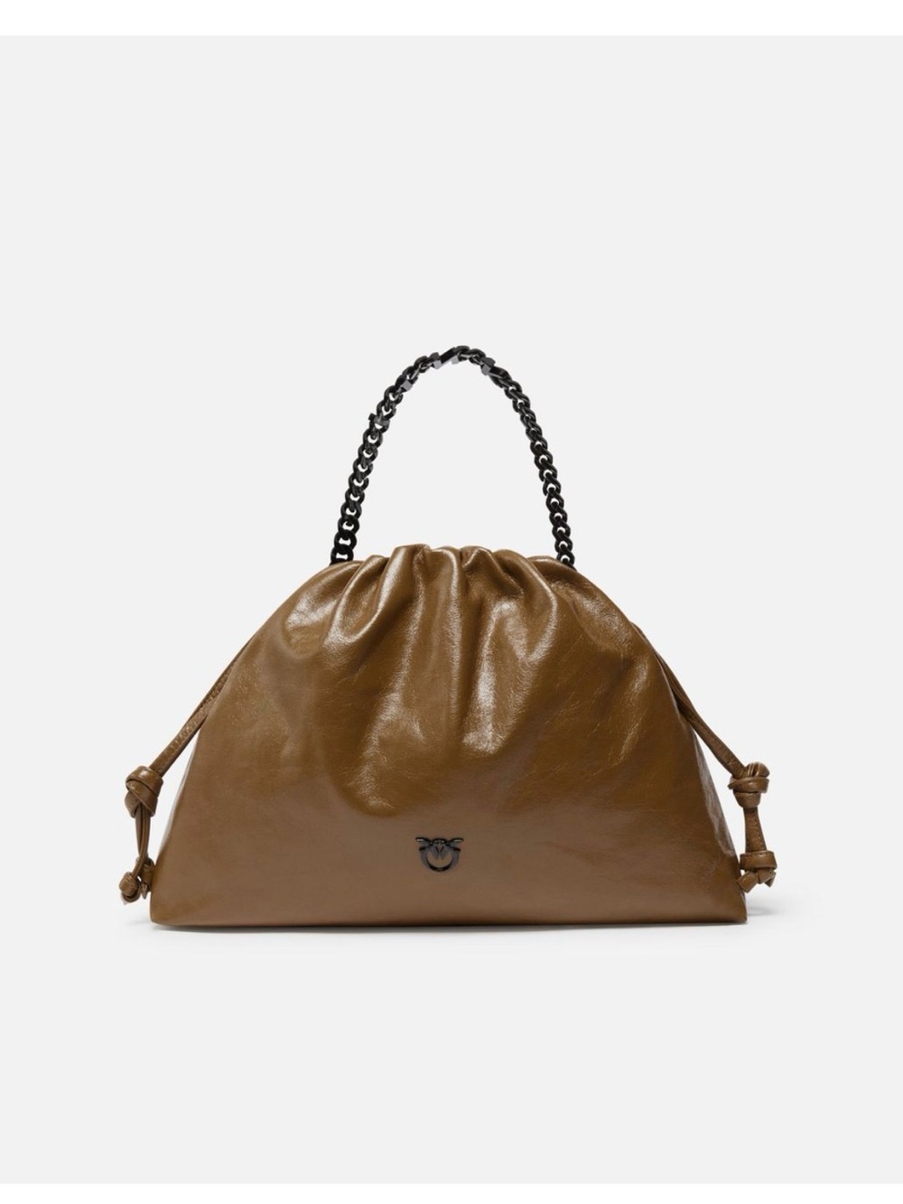 Pinko Women's Brown Naplak Leather Shoulder Bag With Chain Strap